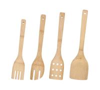 4 Pezzi Mestoli Cucina 30cm, Set Utensili Cucina con Spatola Cucchiaio Legno Naturale, Antiaderenti, Resistente Calore e Graffio, Ergonomico, per Regalo Casa Nuova