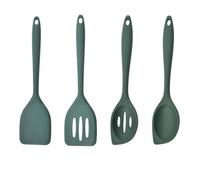 4 Pezzi Mestoli in Silicone, Cucchiaio Utensili da Cucina,28 cm Mestolo Silicone Antiaderente per Mescolare,Cucina Spatola Cucchiaio,per Mescolare e Trasferire il Cibo (Verde Scuro)