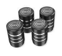 4 Pezzi Metallo Tappini Gomme Auto per Volvo XC90 II, Coprivalvole Pneumatici Guarnizione Gomma Parapolvere Antiruggine,Black