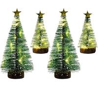 4 Pezzi Mini albero di Natale con luce 15cm/10cm Mini alberi di gelo di neve Alb