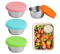4 Pezzi Mini Contenitori per Salse, 70ml Contenitore per Salse in Acciaio Inossidabile, Mini Contenitore per Salses, Senza BPA, Contenitori Condimenti per Insalata, per Salsa, Condimenti, Marmellate