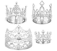 4 Pezzi Mini Corona Torta Decorazione Corone d'argento Cupcake Corona Decorazione Accessori Piccola Corona Diadema Torta Toppers Compleanno Sposa Matrimonio Casa Reale Tema Decorazione festa Accessori