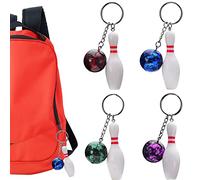 4 Pezzi Mini Portachiavi da Bowling, Portachiavi Ornamenti Appesi, Creative Bowling Ball Model Jewelry Keyring per Zaino, Borsetta Decorazione