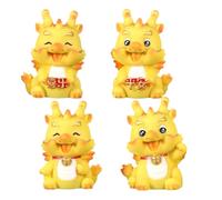 4 Pezzi Mini Statuetta di Drago Cinese Capodanno nel Resina Statua Dello Zodiaco per la Decorazione 'Auto da Tavolo