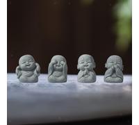 4 pezzi Mini statuette di monaci Buddha Sculture di Buddha per ufficio e