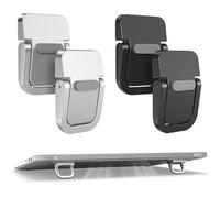 4 Pezzi Mini Supporto Laptop Pieghevole - Rialzo PC Portatile con Base Antiscivolo, Design Invisibile per Tastiera PC e Raffreddamento Ottimale, Accessori Computer (Nero e Argento)