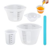 4 Pezzi Misurini in Silicone 10ml/100ml/250ml/500ml, Tazze in Silicone per Resina con Doppia Scala, Bicchieri Dosatrici in Resina Epossidica, Misurino Graduato Silicone per Colata in Resina Epossidica