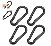 4 Pezzi Moschettone Nero Piccolo, Moschettoni in Acciaio Inox, Lega di Alluminio D Forma, Multifunzione per Cani Campeggio Escursionismo Pesca Viaggi