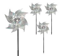 4 Pezzi Mulino a Vento Riflettente, Repellente per Uccelli Girandole, Girandole Riflettenti, Repellente per Uccelli Riflettente, per Frutteto, Balcone, Giardino, Cortile, Uccelli, Esterni (Argento)