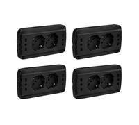 4 Pezzi Multipresa Da Incasso Scatola 503 Nero Opaco, 2 Prese Schuko Universale P40 + 2 Prese Bipasso Italiano 10/16A, Solo 140X80X23mm