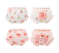 4 Pezzi Mutandine in Cotone Bimba Biancheria Intima neonata Fiocco Mutandine con Balze, Mutandine Undies per Neonate e Bambine, Eleganti e Confortevoli,Slip Senza Cuciture Bambina (02-Pink, 2-3 Years)