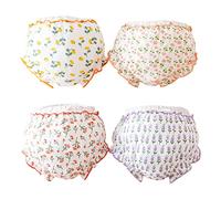 4 Pezzi Mutandine in Cotone Bimba Biancheria Intima neonata Fiocco Mutandine con Balze, Mutandine Undies per Neonate e Bambine, Eleganti e Confortevoli,Slip Senza Cuciture Bambina (Orange, 1-2 Years)
