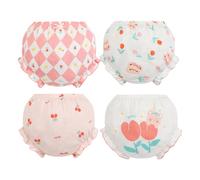 4 Pezzi Mutandine per Neonate e Bambine Copripannolino Cotone Pannolino Bloomer con Balze Pantaloncini Bimba Biancheria Intima Abito da Battesimo Underwear,Slip Senza Cuciture (01-Pink, 2-3 Years)