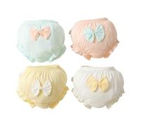 4 Pezzi Mutandine per Neonate e Bambine Copripannolino Cotone Pannolino Bloomer con Balze Pantaloncini Bimba Biancheria Intima Abito da Battesimo Underwear,Slip Senza Cuciture (02-Yellow, 2-3 Years)