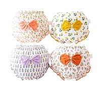 4 Pezzi Mutandine per Neonate e Bambine Copripannolino Cotone Pannolino Bloomer con Balze Pantaloncini Bimba Biancheria Intima Abito da Battesimo Underwear,Slip Senza Cuciture (01-White, 1-2 Years)