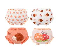 4 Pezzi Mutandine per Neonate e Bambine Copripannolino Cotone PannolinoBloomer con Balze Pantaloncini Bimba Biancheria Intima Abito da Battesimo Underwear,Slip Senza Cuciture (Orange, 12-24 Months)