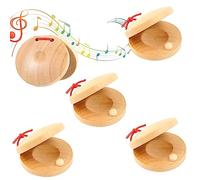 4 Pezzi Nacchere, Nacchere in Legno, Nacchere da Dita,Nacchere Clap, Cembalo, Ritmici in Legno Strumento Musicale a Percussione, Giocattolo Mini Nacchere, Nacchere da Dito in Legno per i Più Bambini