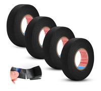 4 Pezzi Nastro Adesivo Nastro Isolante Nero per Auto,19mm x 15m,Nastro Isolante,Nastro Tessile Autoadesivo,Nastro in Industriale,Nastro in Tessuto per Motocicletta,per Auto e Cablaggi,Elettricisti