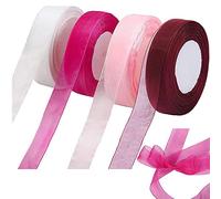4 Pezzi Nastro Organza Decorativo, Nastri di Chiffon di Organza, Nastro Organza Trasparente, per Confezioni Regalo, Nastri per Feste di Compleanno, Ghirlande, Fai da Te Fatti a Mano