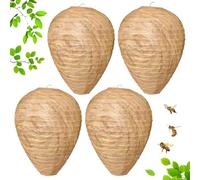 4 Pezzi Nido Finto Vespe Esca Appesi,Repellente Anti Vespe e Calabroni, Esca Appesi, Carta Calabroni Nido Finto Falso per la casa e il giardino all'aperto