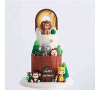 4 pezzi o 1 pezzo di decorazioni per torta a tema animali, decorazioni per torta in stile cartone animato raffiguranti leoni, elefanti, scimmie, giraffe, decorazioni per torte a tema foresta, decorazi