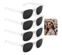 4 Pezzi Occhiali Stenopeici per Allenare Gli Occhi,Leggero,Occhiali per Allenare la Vista con Foro Stenopeico,Pinhole Glasses in Materiale PC,Confortevole,per Leggere, Vedere Lontano,Bianco