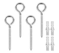4 Pezzi Occhielli a Vite M8-105 mm, Ganci con Occhiello in Acciaio Inossidabile, Viti a Occhiello con Tasselli, Resistenti Gancio, Bulloni a Anello per Amache, Sedie a Dondolo, Poltrona Sospesa