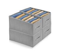 4 Pezzi Organizer Armadio Cassetti, Organizer Armadio Salvaspazio Non Tessuto Cassetto Organizer Pieghevole Divisori Scatole Portaoggetti con 7 Scomparti, per Pantaloni, Camicie, Maglioni