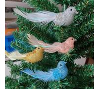 4 Pezzi Ornamenti Natalizi Da Appendere,Ornamenti per Uccelli per Albero Di Natale, Palline Di Natale per Artigianato,Ornamenti per Uccelli Glitterati per La Decorazione Dell'albero Di Natale