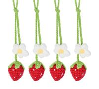4 Pezzi Ornamento Da Appendere Allo Specchio Dell'auto,Ciondolo a Forma Di Fragola All'uncinetto,PUò Essere Utilizzato Come Ciondolo per Auto, Accessorio per Borse, Cinghia per Tende