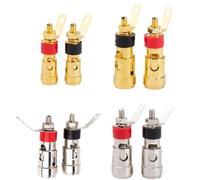 4 pezzi oro/nichelato tipo push terminale a molla amplificatore altoparlante grande/piccolo banana Binding Post connettore presa autobloccante(40mm Silver Black)