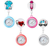 4 pezzi orologio da infermiera, carino orologio da sorella con clip per donne e ragazze, orologio da spilla Fob portatile regalo per medici infermieri paramedici, rosso, rosa, blu, bianco