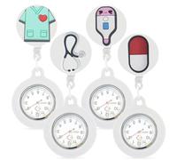 4 Pezzi Orologio da Tasca Retrattile da Infermiera con Lancette in Silicone Luminoso per Infermiere e Ragazze, Beige