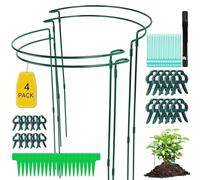 4 Pezzi Pali di Supporto per Piante ad Anello 25 × 60cm in Metallo - Semitondo Anello di Bordo da Giardino