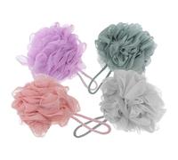4 Pezzi Palla da Bagno Esfoliante Delicata, Soffice, Elastica | Poliestere e Pe, Schiuma Ricca, Design Sospeso Pratico, per Donna e Famiglia, Accessorio Bagno