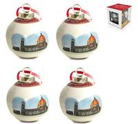 4 Pezzi Palla Sfera in Ceramica smaltata con Duomo Firenze in rilievo Bomboniera Souvenir Firenze Tuscany Italia