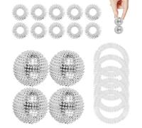 4 Pezzi Palline Massaggio Kit con 10 Anelli Massaggio & 5 Braccialetti Massaggio, Palline per Massaggio, Palline Massaggianti(Argento)