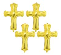 4 Pezzi Palloncino a Forma di Croce in Foglio di Alluminio Oro | Decorazione per Battesimo e Pasqua, Superficie Liscia, Montaggio Rapido, per Portici e Chiese