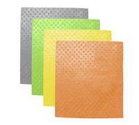 4 Pezzi Panno Spugna per Cucina, Panno per Pulizia di Vetri, Cucina, Bagno e Auto, strofinacci assorbenti, panno per la pulizia, Ultra Morbidi, Lavabili, 17x20cm (Grigio/Giallo/Arancione/Verde)