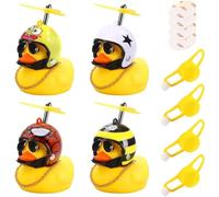 4 Pezzi Paperella Di Gomma Per Auto Giocattolo Anatra Gialla Decorazioni Per Cruscotto Anatra Gialla Giocattolo Ornamenti Con Elica Casco Catena d'Oro Per Decorare Biciclette Veicoli Elettrici