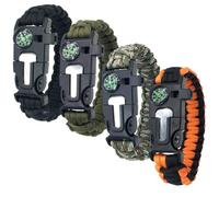 4 Pezzi Paracord Bracciale, 5 in 1 Braccialetto Paracord Sopravvivenza, Bracciali di Kit Campeggio con Pietra Focaia, Bussola, Fischietto, Paracadute Fibbia, Mini Sega, Bracciale Outdoor per Campeggio