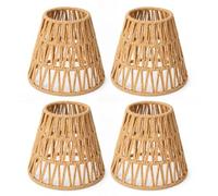 4 Pezzi Paralume in Rattan Naturale: Paralume in Stile Boho Rattan, Semplice Montaggio E Lunga Durata, Paralumes Rattans Intrecciato Lampada per Lampadario Soffitto Lampada Da Tavolo Lampade