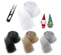 4 Pezzi Pelliccia Sintetica, 180x5cm Pelliccia Sintetica al Metro in 4 Colori, Tessuto in Pelliccia Sintetica Pretagliata, Pelliccia Sintetica Bianca per La Barba di Gnomo Padre Natale Capelli Gnomo