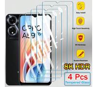 4 pezzi Pellicola protettiva in vetro temperato 9H 2.5D compatibile con OPPO Reno 13 13F 12F 13FS 12FS 11A 11F 8 8T 7 6 5 4 Lite SE A80 A40 A20 A78 A79 A60 A59 A38 A18 A17 A17K A52 A72 A2 A2X F25 Pro 