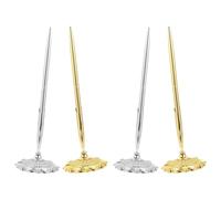 4 Pezzi Penna a Sfera da Banco in Metallo per Firme, Compatta e Portatile | Flusso D'inchiostro Regolare, Applicazione Versatile, per Banche e Matrimoni, per Tavolo e Banco