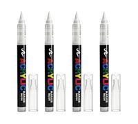 4 Pezzi Pennarelli per Tessuti Bianchi Lavabili in Macchina, Feutre Tessili Permanenti, Penna per Tessuto Indelebile, Pennarello Bianco Indelebile con Punta Flessibile 1-6mm per Pittura Personalizzata