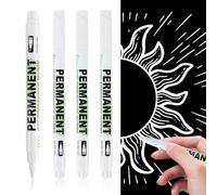 4 Pezzi Pennarello Indelebile Bianco Punta Fine 1mm, Penna Bianca Pennarello Marker, Ideali per Disegno su Album Fotografici, Creazione Biglietti d'Auguri, Utilizzabili su Plastica Vetro Metallo Legno