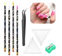 4 Pezzi Penne a Pastello per Pittura Diamante con 2 Vassoi 1 Voltello e 1 Temperamatite, Penne per Unghie Penne a Punti Accessori per Pittura per Unghie Strass Pietre Preziose Penna a Punti