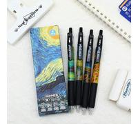 4 pezzi Penne Starry Night di Van Gogh: alta qualità, retrattili, punta fine da 0,5 mm, scrittura fluida - adatte per diari e cancelleria Polipropilene