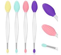 4 pezzi Pennello per scrub labbra a doppia estremità, esfoliante per scrub labbra 2 in 1, strumento per scrub in silicone, applicatore delicato, applica uniformemente, strumenti per il trucco